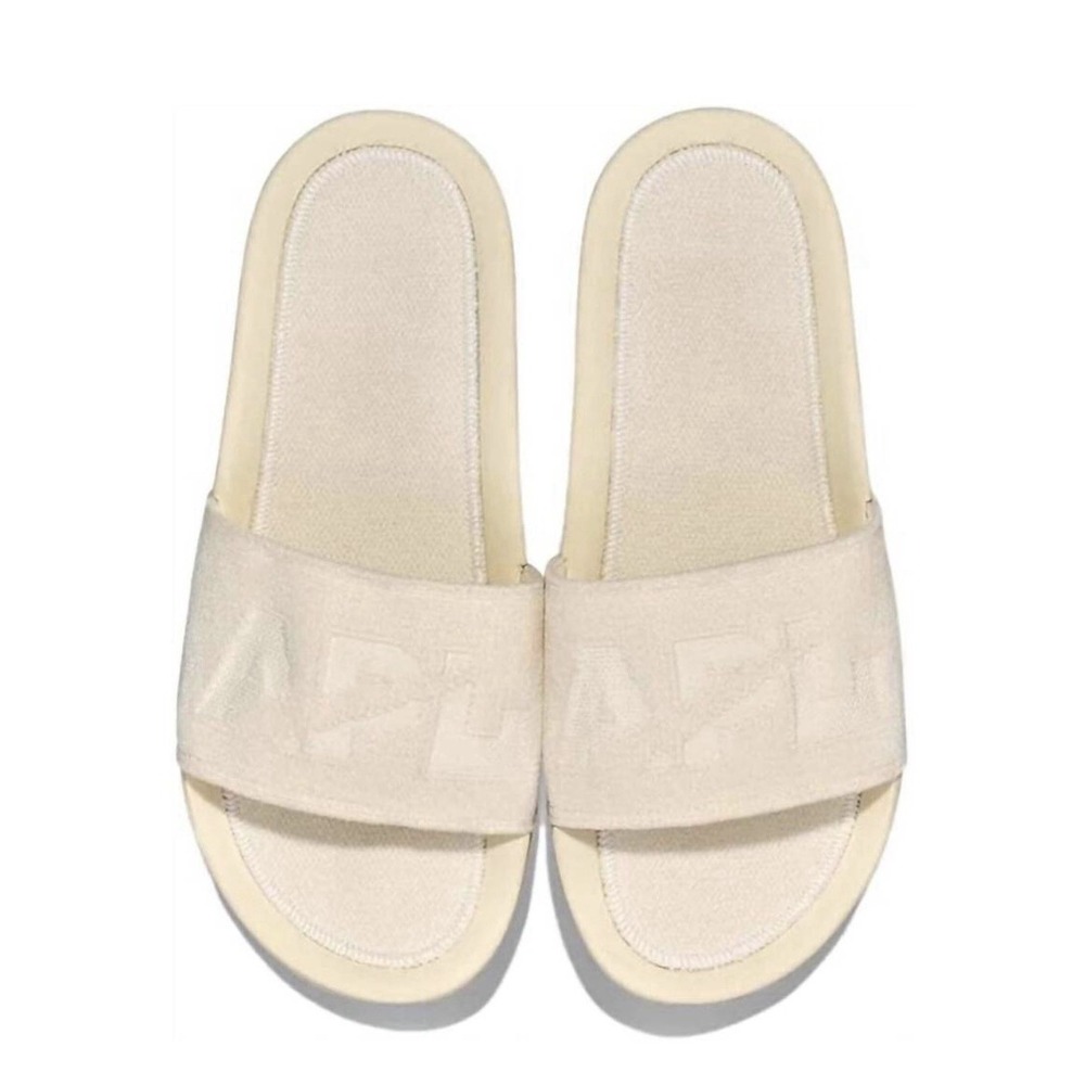 APL Women's TechLoom Big Logo Velvet Slide Creme Sz 8 New in Box!
